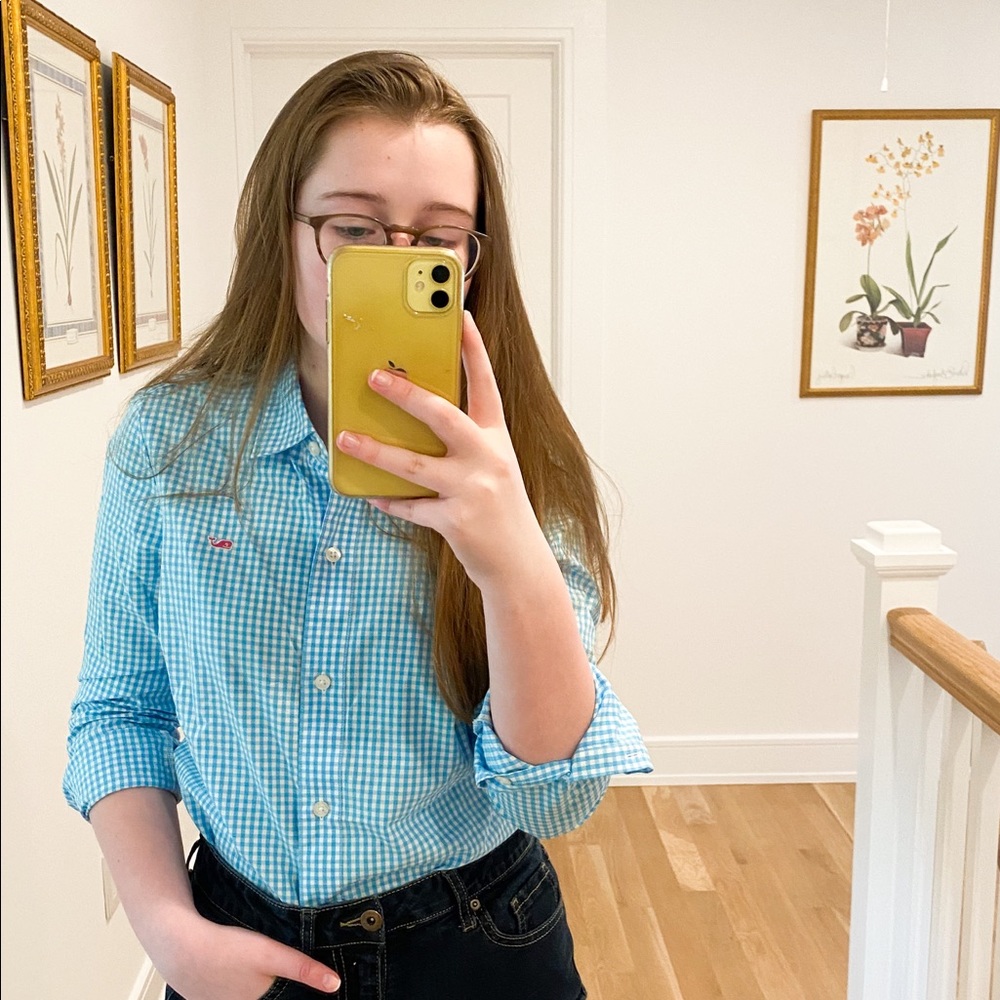Blue and White Vineyard Vines Button Up